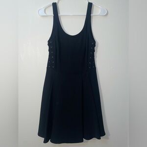 RACHEL Rachel Roy Women’s Black Pleated Skirt with Side Lacing Detail Mini Dress